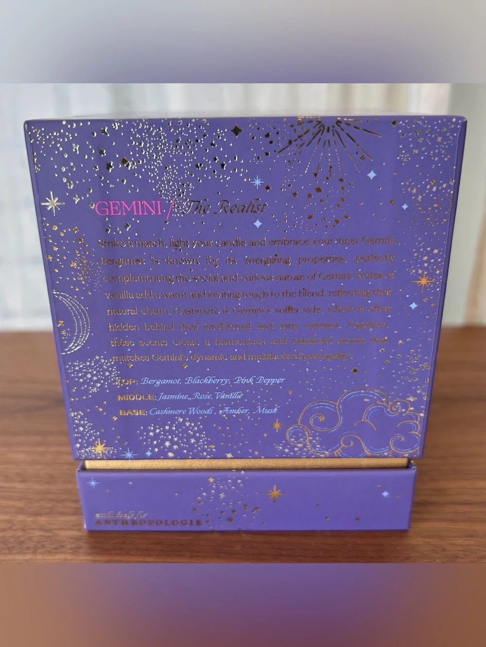 NIB Anthropologie Boxed Zodiac Candle, Gemini